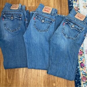 3 Levis 542 Jeans Womens Size 10 Low Flare Blue Denim Flap Pockets Western Y2K